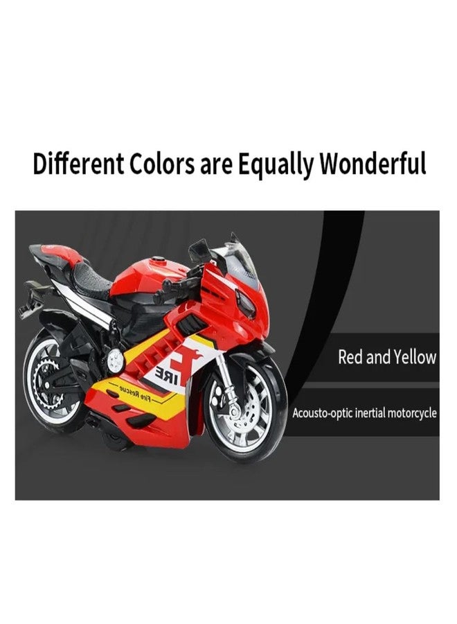 PLUSPOINT Red Motorcycle Rescue Bike Friction Powered Action Special Fire Theme Motorcycle Emergency Vehicle Model Toy with Light Music inertial Simulation Toy 3-6 Years Old (Fire) - Image 3